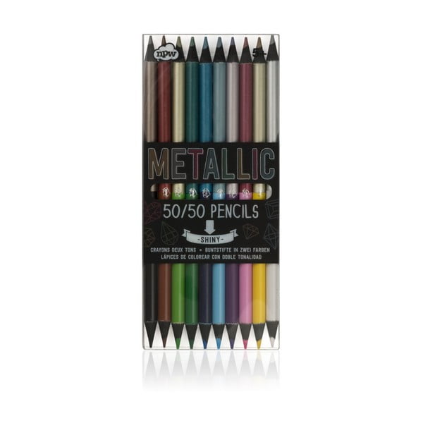 Set 10 creioane cu 2 capete NPW Metallic Pencils