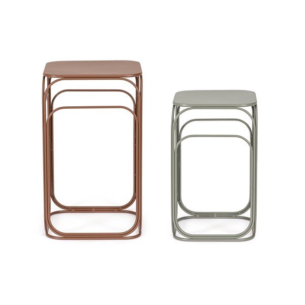 Măsuțe de cafea gri/teracotă 2 buc. din metal 36x36 cm Clarity – Bizzotto-image-3