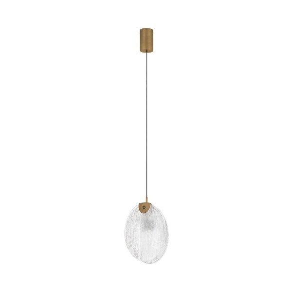 Lustră alămie LED din oțel cu abajur din sticlă Shelina – Nova Luce