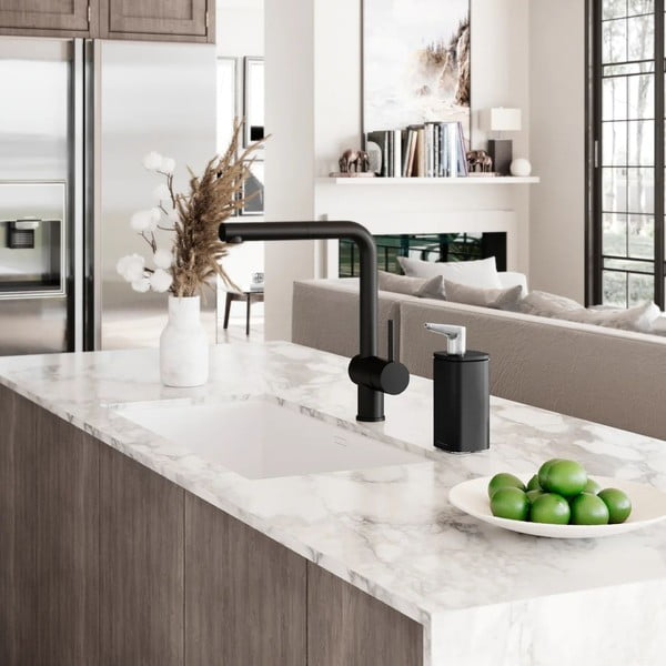 Dozator de săpun lichid negru mat din oțel 295 ml – simplehuman-image-1