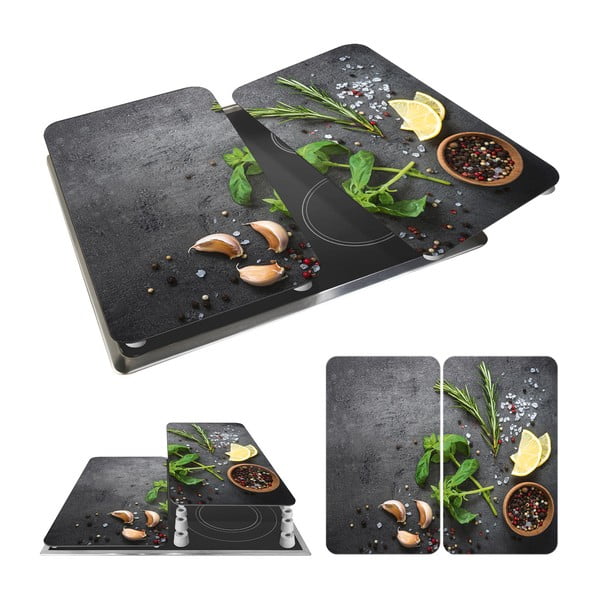 Set 2 protecții din sticlă pentru aragaz Wenko Universal Herbs-image-3