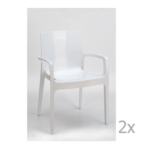 Set 2 scaune Castagnetti Cream, alb