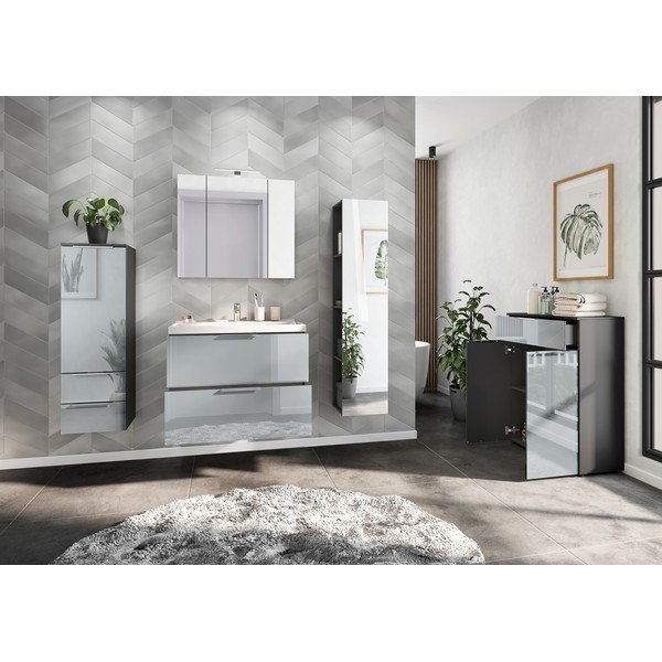 Dulap cu chiuvetă gri suspendat cu aspect lucios 81x65 cm Vasio – Germania-image-3