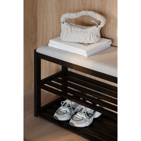 Pantofar în culoare naturală închisă cu bancă din lemn de stejar 80x52x30 cm Confetti – Rowico-image-2