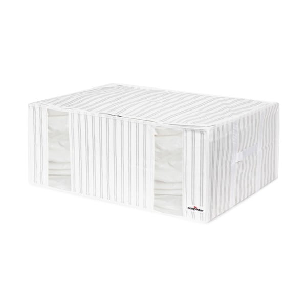 Cutie pentru depozitare cu vacuum Compactor Stripes, gri - alb