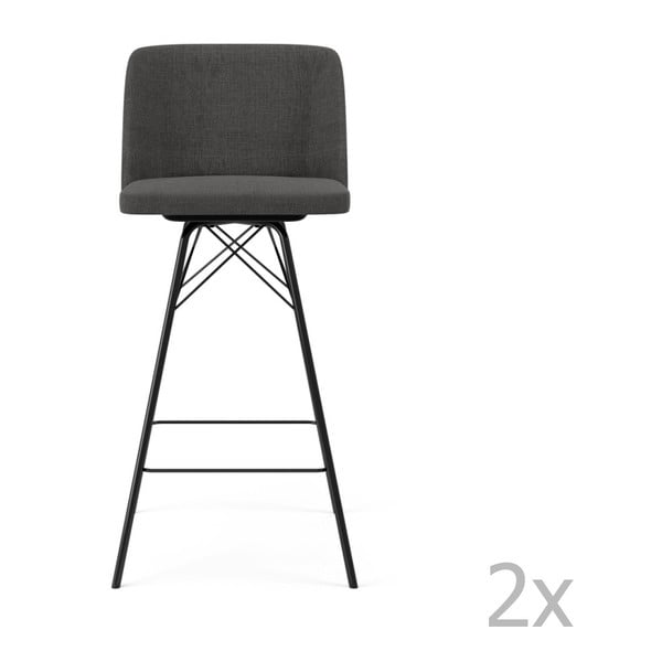 Set 2 scaune de bar Tenzo Tom, înălțime 99 cm, gri antracit
