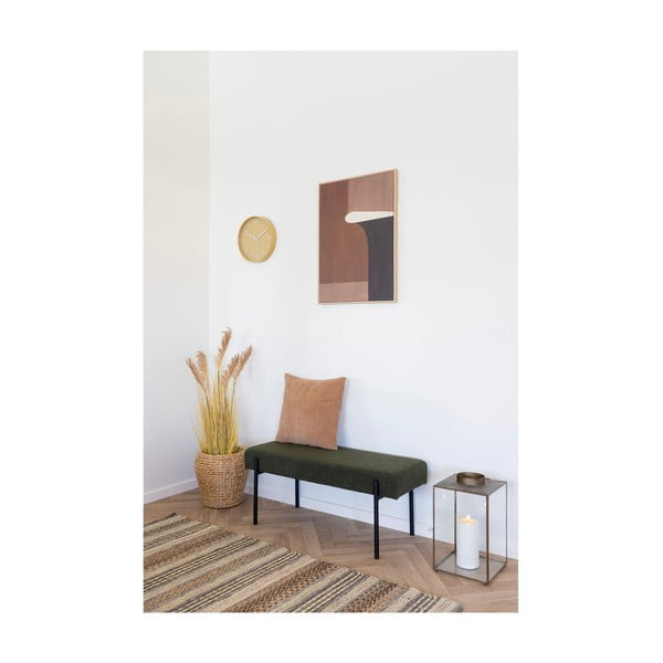 Bancă verde-închis cu tapițerie din țesătură bouclé Swindon – House Nordic-image-4