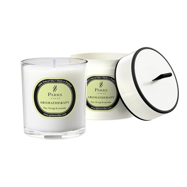 Lumânare parfumată Parks Candles London Aromatherapy, aromă de pere, portocale și levănțică, durată ardere 50 ore-image-1