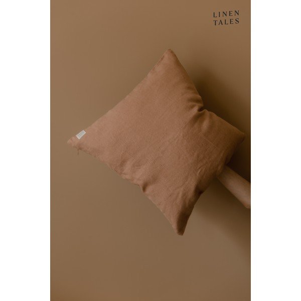 Față de pernă din in Linen Tales, 45 x 45 cm, maro teracotă-image-1