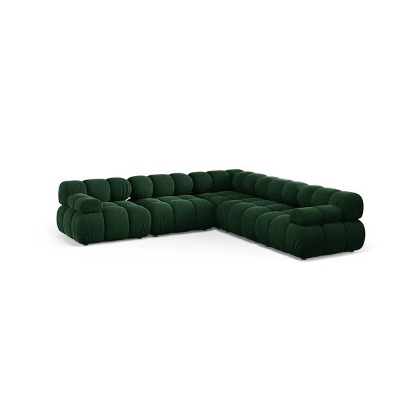 Colțar modular verde închis cu tapițerie din catifea – Micadoni 