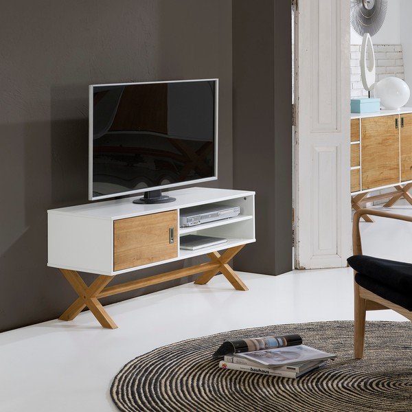 Masă TV Marckeric Leidi, 110 x 52 cm, alb-image-1