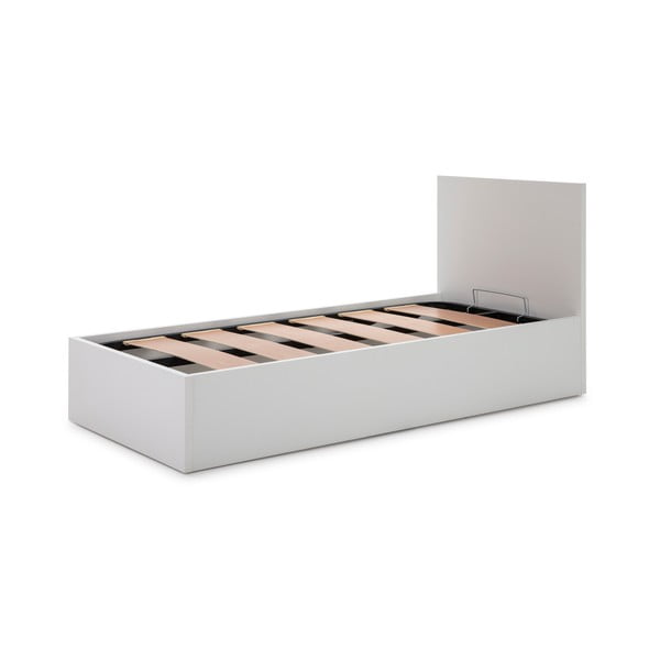 Pat alb cu spațiu de depozitare și somieră 90x190 cm Kronos - Marckeric-image-2