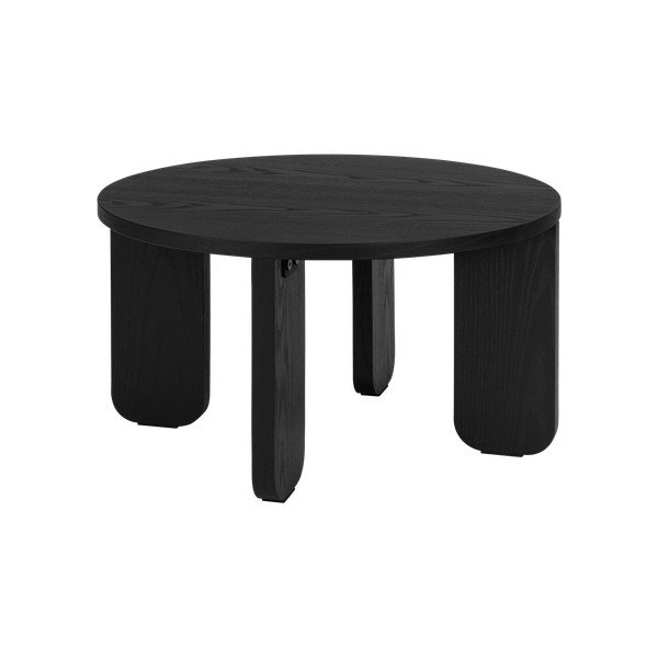 Măsuță de cafea neagră rotundă cu blat cu aspect de lemn de stejar ø 55 cm Kuvu – noo.ma