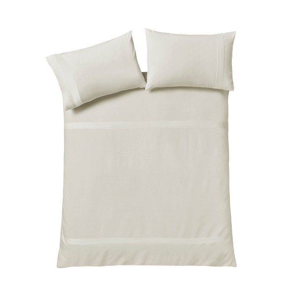 Lenjerie de pat crem pentru pat de o persoană 135x200 cm Pintuck Easy Iron Percale – Catherine Lansfield