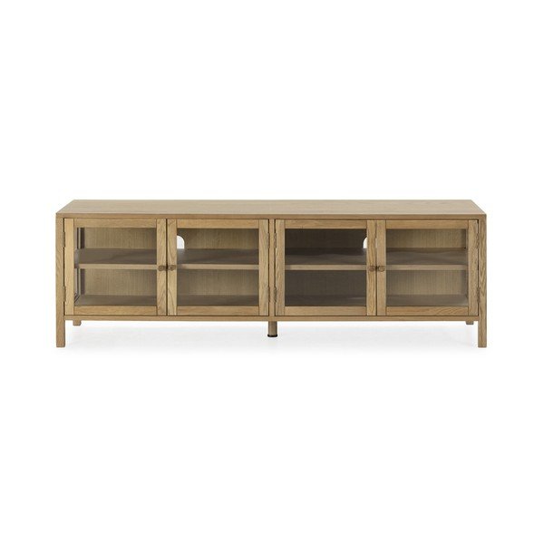 Comodă TV în culoare naturală cu aspect de lemn de stejar 160x50x40 cm Ceci – MOME