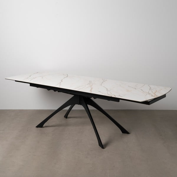 Masă de dining extensibilă cu blat cu aspect de marmură cu blat suplimentar 90x180 cm Rocía – Ixia-image-2