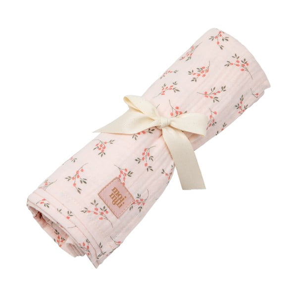 Pătură de muselină roz pentru copii 100x100 cm Tiny Flowers - Moi Mili