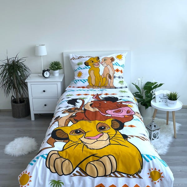 Lenjerie de pat pentru copii din bumbac pentru pat de o persoană 140x200 cm Lion King Africa – Jerry Fabrics-image-1