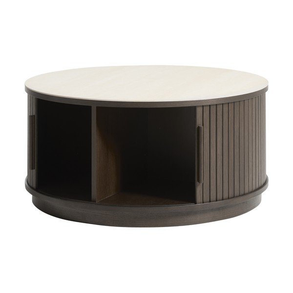 Măsuță de cafea în culoare naturală închisă rotundă cu blat ceramic ø 85 cm Enna – Unique Furniture-image-1