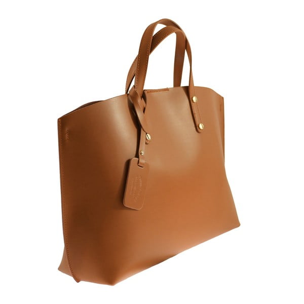 Geantă din piele Chicca Borse City, caramel-image-1