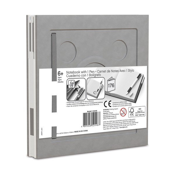 Caiet cu pix cu gel LEGO®, 15,9 x 15,9 cm, gri deschis-image-2