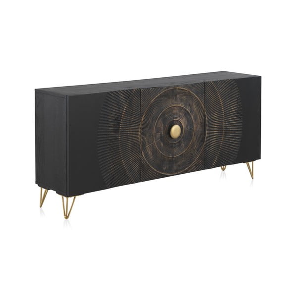 Comodă neagră joasă din lemn masiv de mango 160x75 cm Mango – Geese-image-2