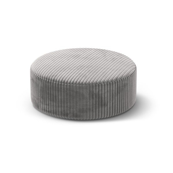 Taburet gri deschis cu tapițerie din catifea reiată Dia – Micadoni 