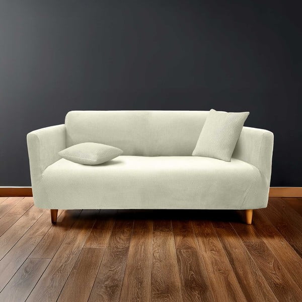 Husă crem elastică pentru canapea cu 3 locuri Sacha – douceur d'intérieur