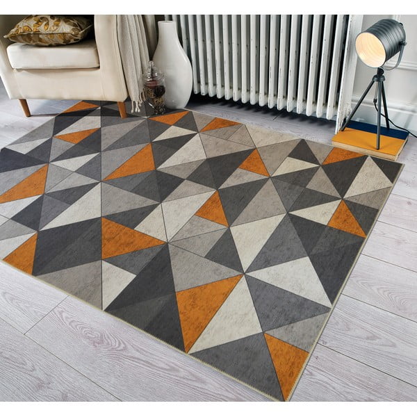 Covor Floorita Shapes, 80 x 150 cm, gri - portocaliu-image-1