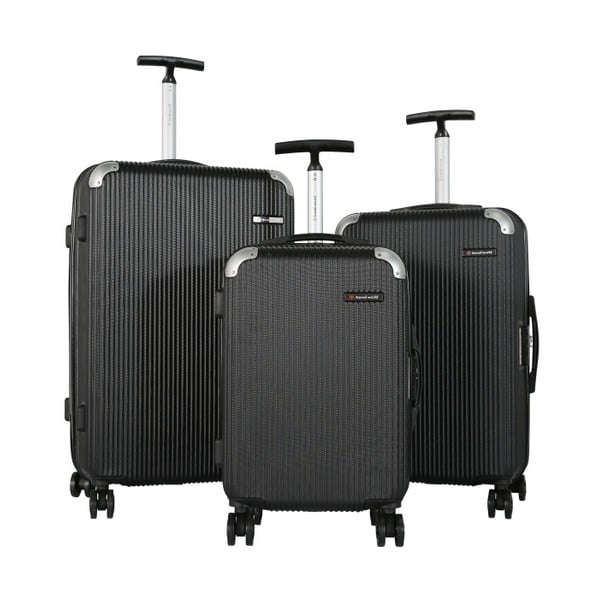 Set 3 valize cu roți Travel World, negru