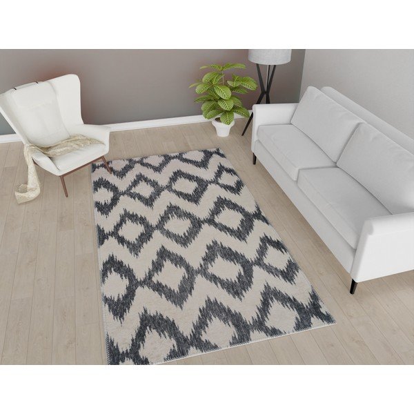 Covor tip traversă alb/albastru  lavabil 80x200 cm – Vitaus-image-1