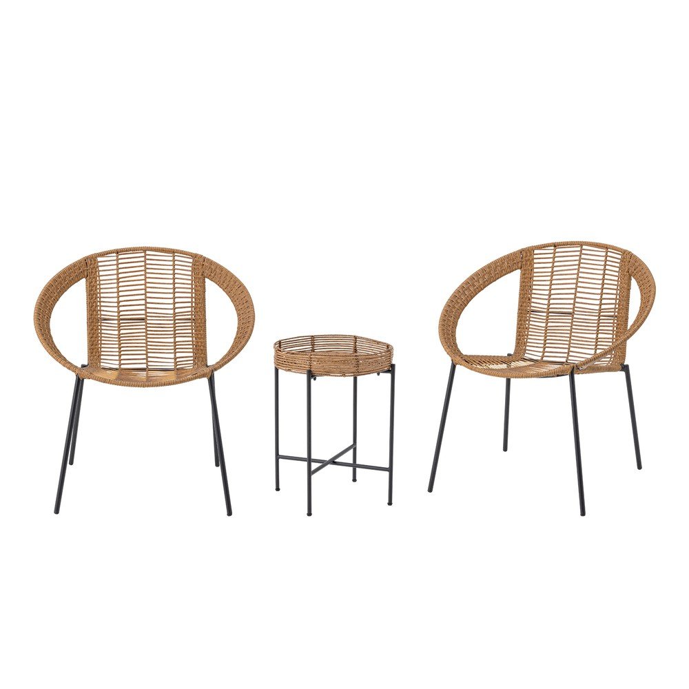 Set mobilier de grădină în culoare naturală din ratan artificial pentru 2 persoane Dudine – Bloomingville