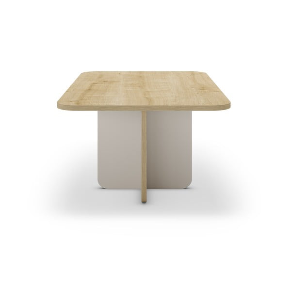 Măsuță de cafea crem/în culoare naturală cu blat cu aspect de lemn de stejar 56x100 cm Hillary – Marckeric-image-3