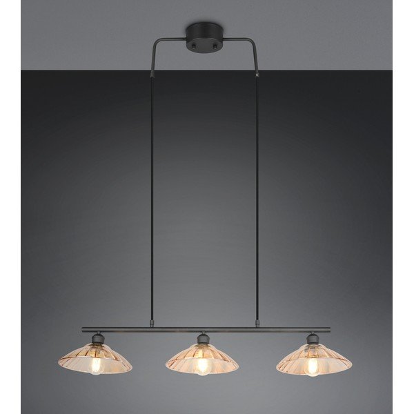 Lustră neagră/chihlimbar din metal cu abajur din sticlă Eluna – Reality-image-1