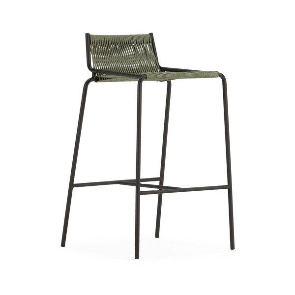Scaun de bar verde din metal (înălțime șezut 65 cm) Emily – Marckeric