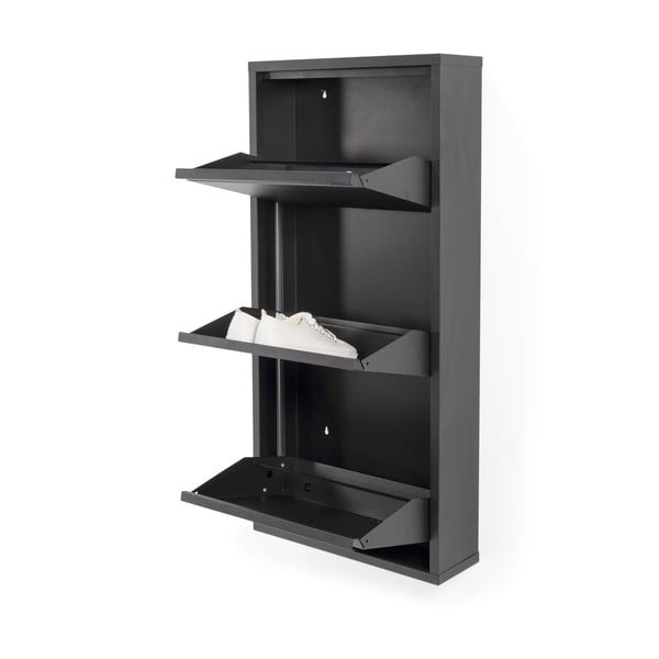 Pantofar negru cu deschidere înclinată din metal 50x103x15 cm Billy – Spinder Design-image-2