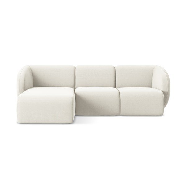 Colțar bej cu tapițerie din catifea (cu colț pe partea stângă/cu șezlong) Lani – Makamii