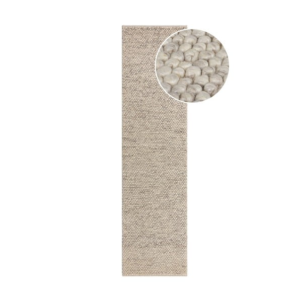 Covor tip traversă gri deschis țesut manual din amestesc de lână 60x230 cm Minerals – Flair Rugs