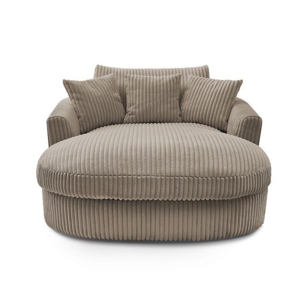 Fotoliu taupe cu tapițerie din catifea reiată Belem – Bobochic Paris-image-3