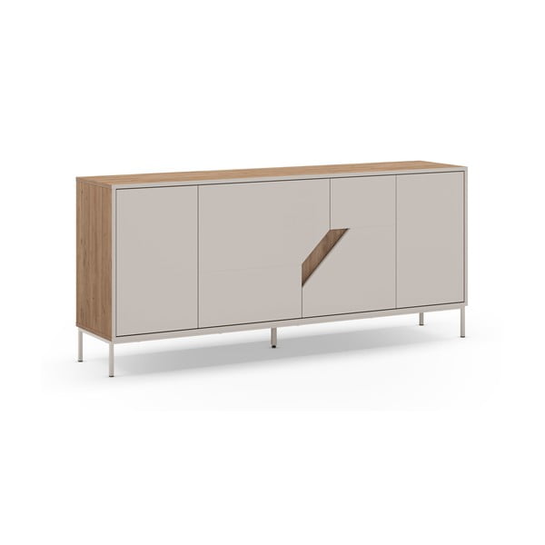 Comodă crem/în culoare naturală cu aspect de lemn de stejar 180x80x40 cm Lilou – Marckeric-image-2