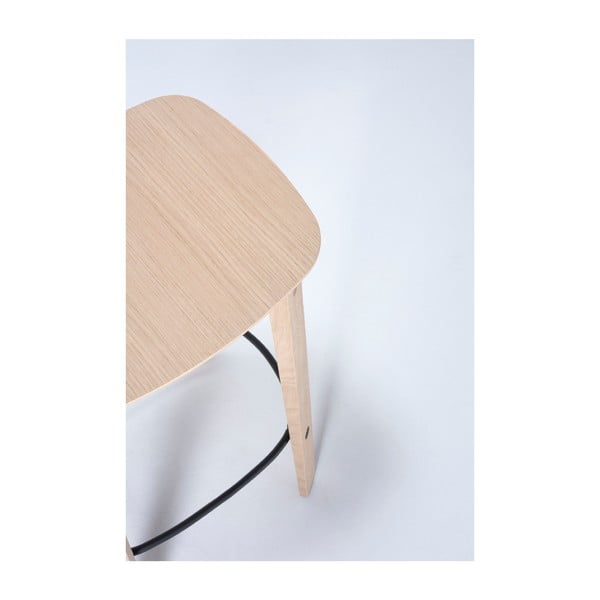 Scaun de bar în culoare naturală din lemn de stejar (înălțime șezut 65 cm) Nora – Gazzda-image-4