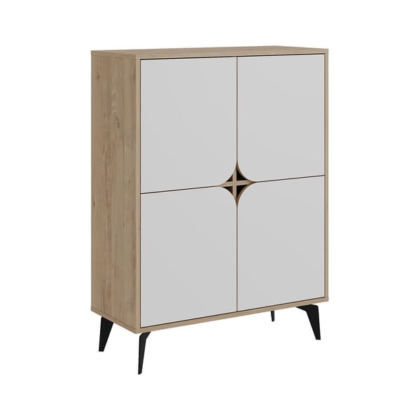 Dulap alb/în culoare naturală cu aspect de lemn de stejar 90x120 cm Nola – Marckeric-image-2