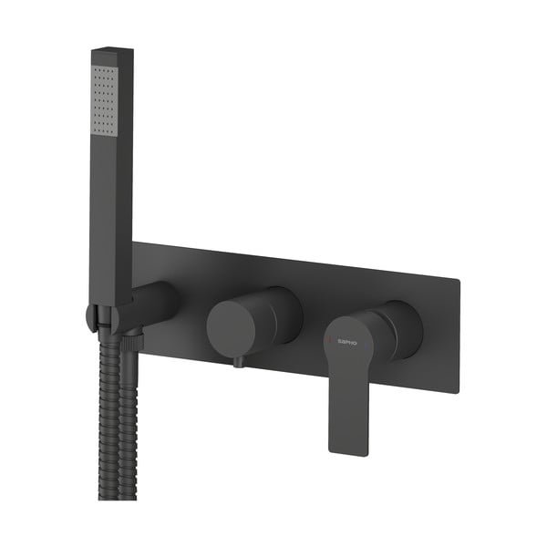 Baterie negru-mat pentru duș încastrată (2 ieșiri) Pax – Sapho-image-2