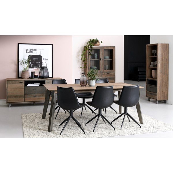 Vitrină în culoare naturală din lemn masiv de acacia 110x187 cm Malaga – Furnhouse-image-1