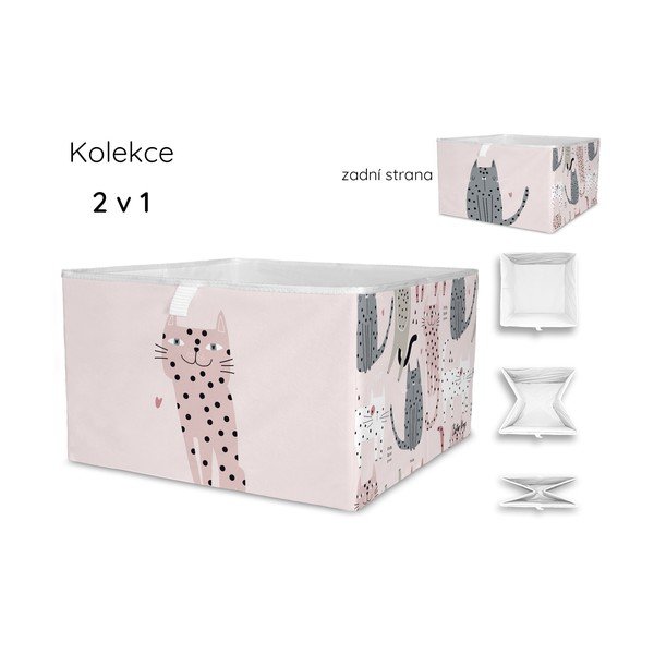 Organizator de jucării pentru copii roz deschis din material textil 32x32x20 cm Meow Meow – Butter Kings-image-2