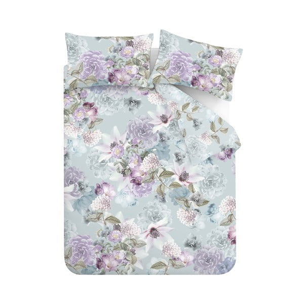 Lenjerie de pat albastru-deschis pentru pat dublu, extinsă 230x220 cm Floral Serenity – RHS