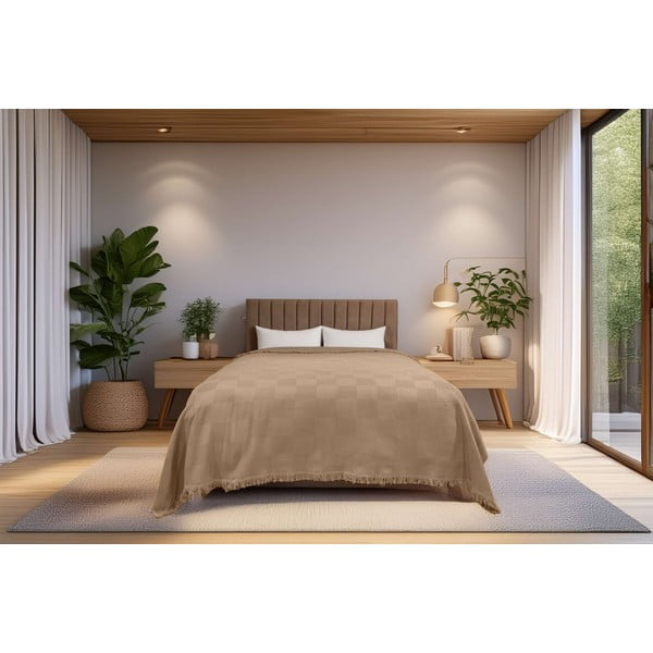 Cuvertură bej din bumbac 140x200 cm Russel – Mijolnir-image-1