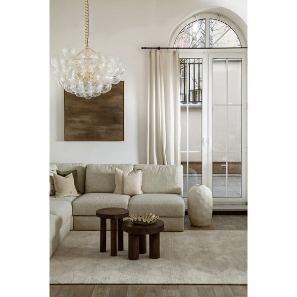 Covor bej din lână 133x190 cm Agnus Checkered – Agnella-image-1