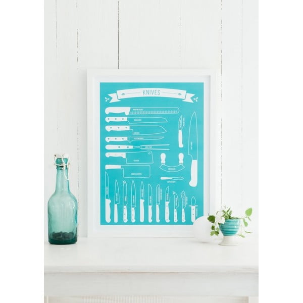 Poster Follygraph Knives Turquoise, 21 x 30 cm