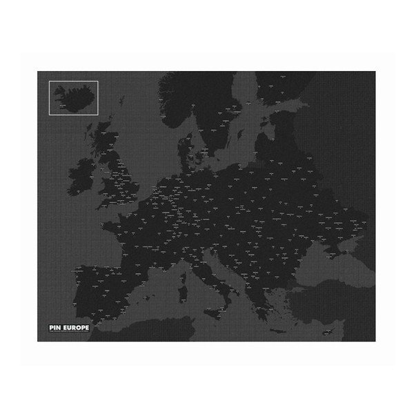Hartă a Europei de perete Palomar Pin World, 100 x 80 cm, negru-image-1